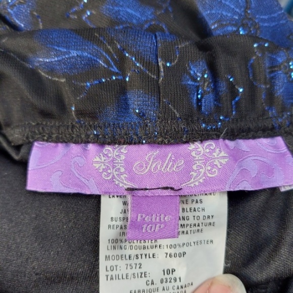 Black & Blue Formal Dress with Sparkly, Floral Details - Size 10 Petite - Picture 3 of 3